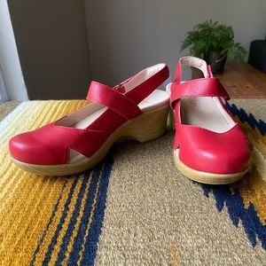 Alegria red Mary Jane style clog